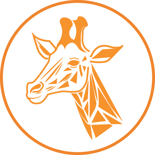 Savanna Fibre logo: an orange line-drawn giraffe head in a circle
